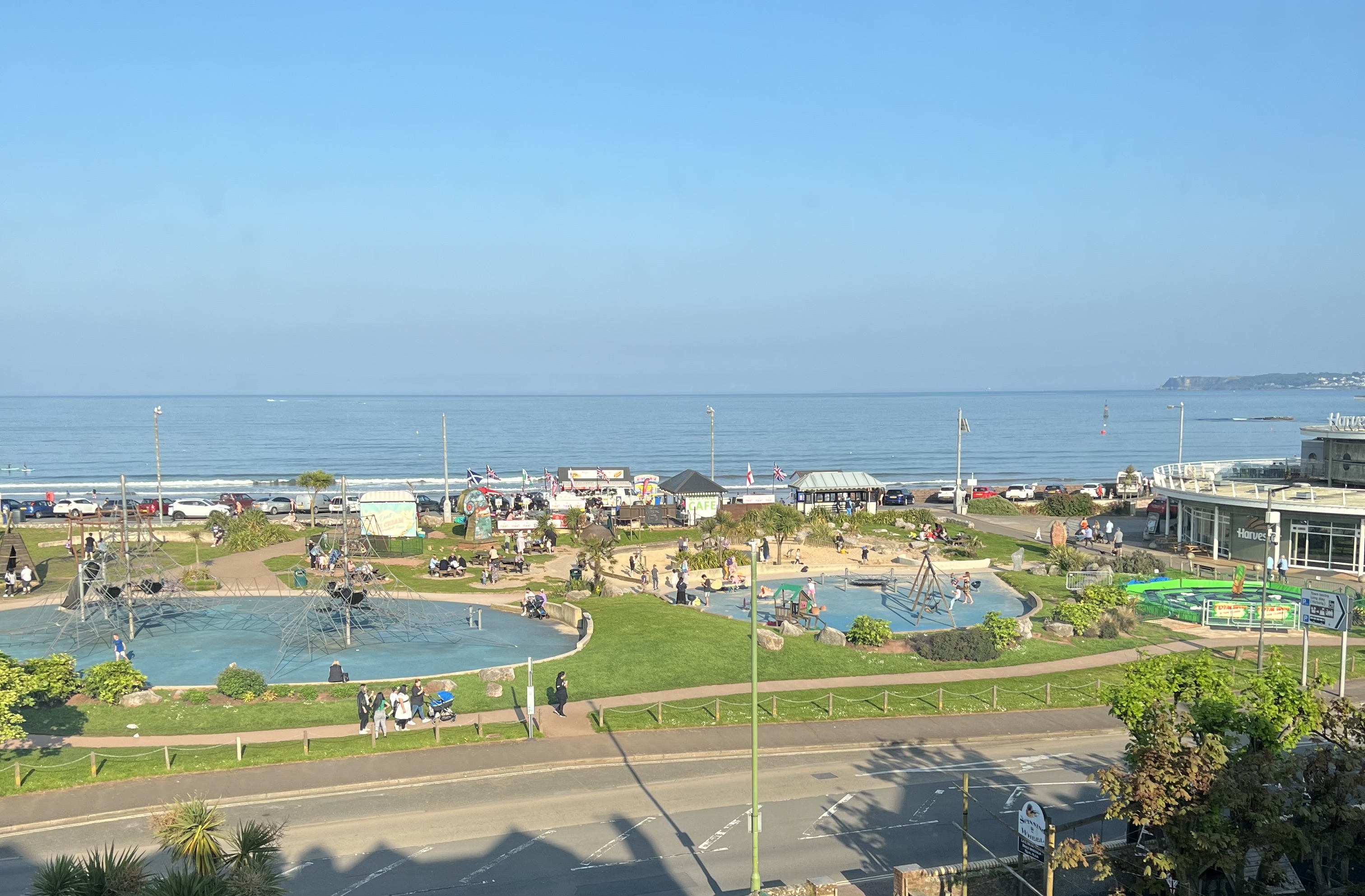 An image of the play park and seafront in Paignton